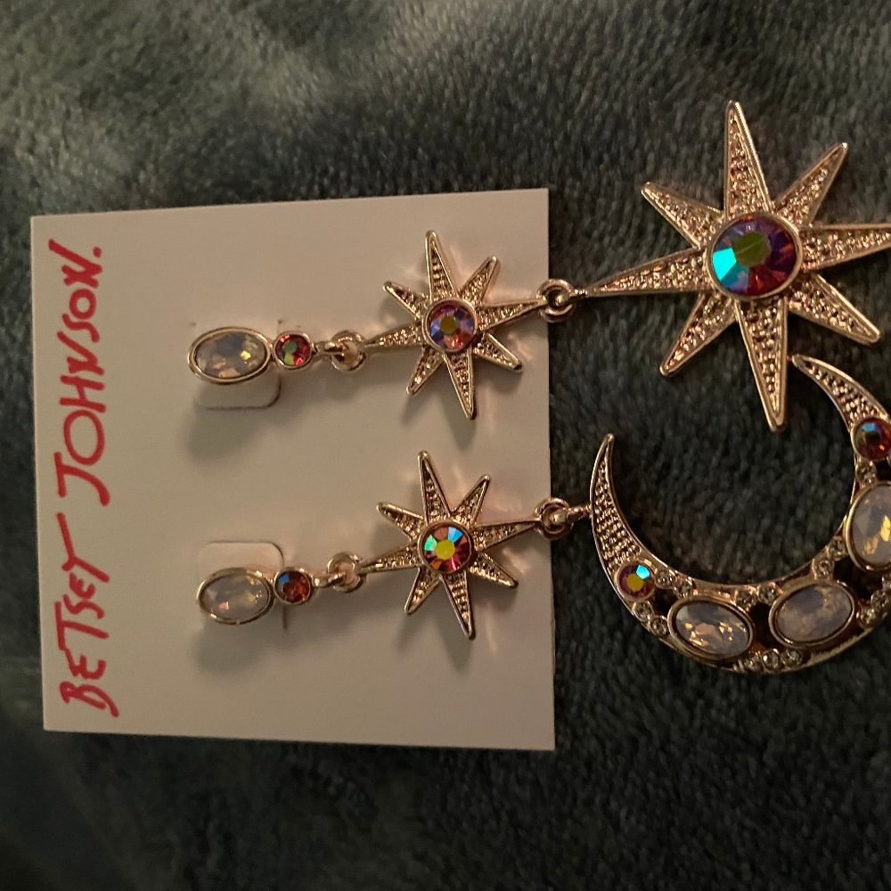 Betsey Johnson Moon and Star Earrings